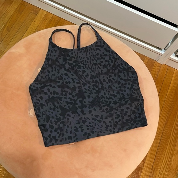 Gently Loved | Black Print Longline Sports Bra Top - Picture 1 of 6